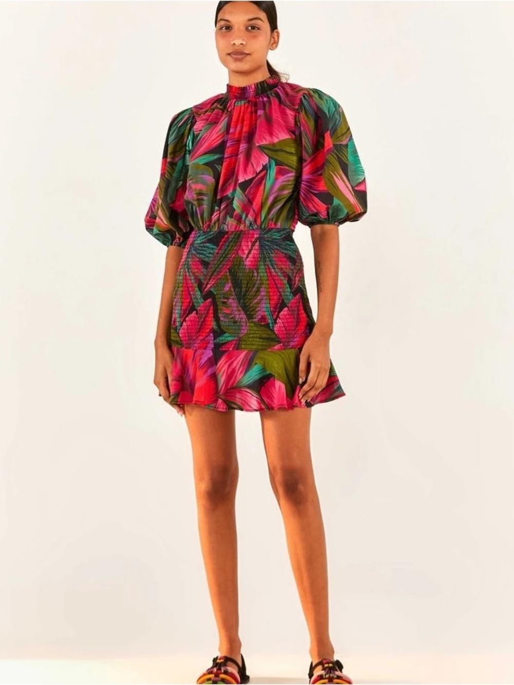 Farm Rio Midnight Leaves Mini Dress